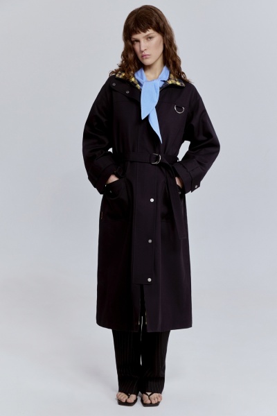 Пальто лёгкое из габардина на фланели, чёрный