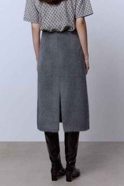 Юбка из ангоры с разрезом, серый