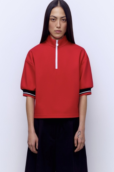 Поло на молнии, красный