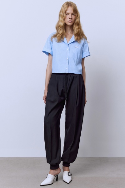 Брюки из итальянской шерсти с манжетами, чёрный