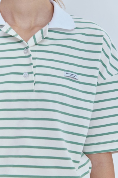 Поло в полоску на кулиске, зелёный
