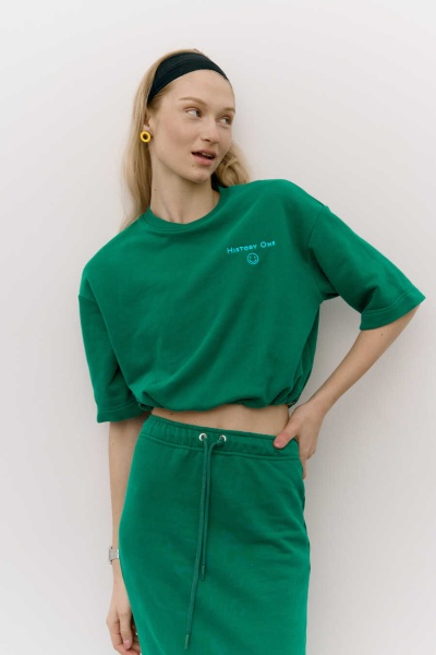 Блуза футер, зелёный