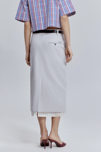 Юбка прямая с контрастной подкладкой, жемчужный