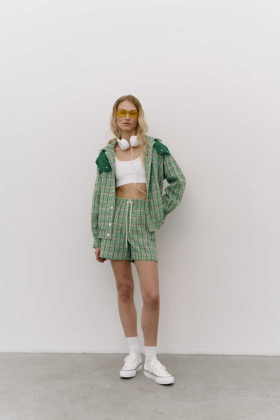 Жакет на резинке букле зелёный