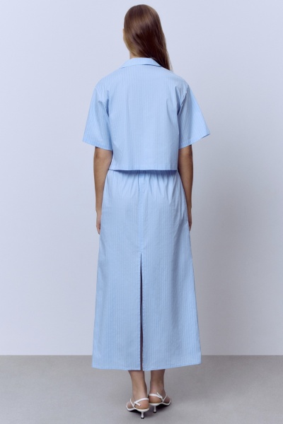 Юбка макси на кулиске в полоску, голубой