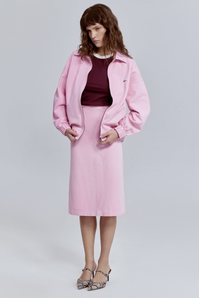 Юбка-миди из варёного денима, розовый