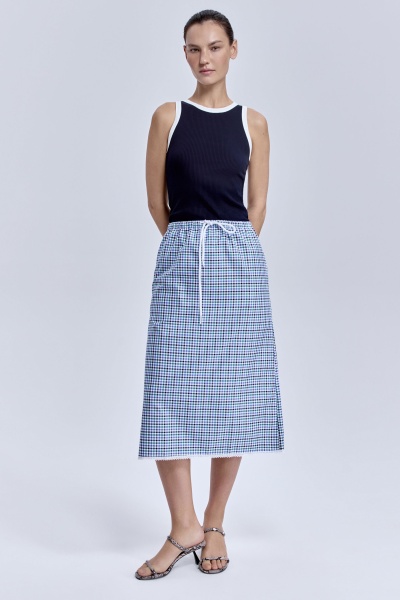 Юбка прямая виши с кружевом, мультиколор