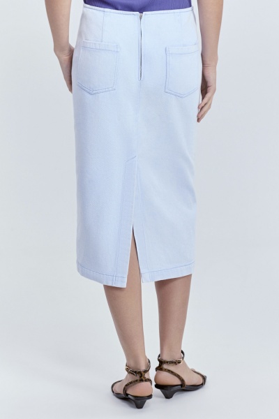 Юбка-миди из варёного денима, голубой