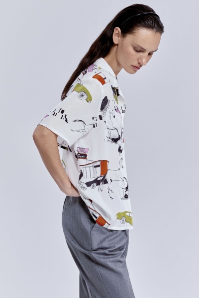 Рубашка бокси с принтом «комиксы», белый