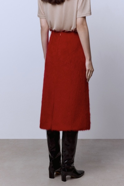 Юбка из ангоры с разрезом, красный