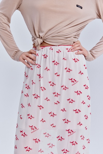 Юбка из шифона с принтом «лошадки», молочный