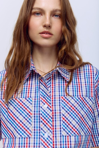 Укороченная рубашка в клетку виши, мультиколор