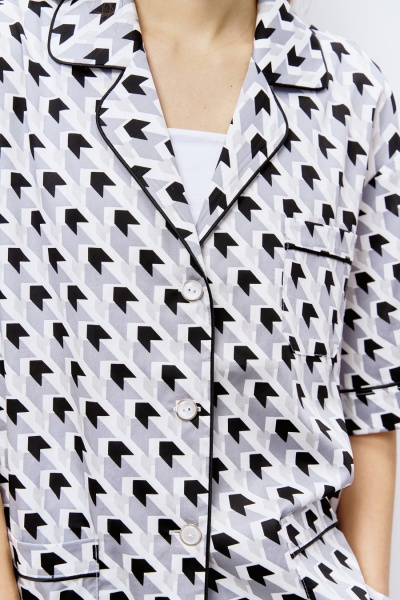 Рубашка из хлопка с геометричным принтом, серый