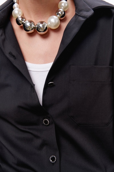 Рубашка классическая с длинным рукавом из шерсти, черный