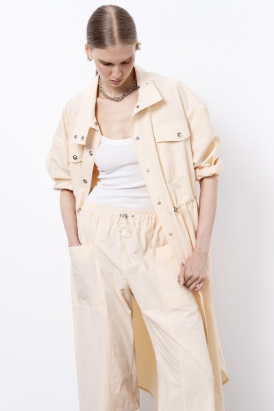 Брюки-карго из итальянского вареного хлопка, персиковый