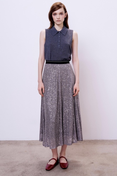 Юбка-годе с пайетками, серый