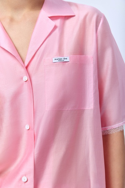 Рубашка из батистовой вуали с кружевом, розовый