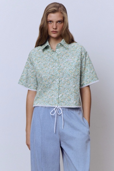 Рубашка-кроп Secret Garden, зелёный