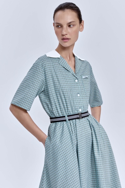Платье в клетку из итальянского хлопка, зелёный