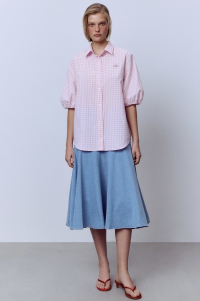 Рубашка виши с объёмными рукавами, розовый