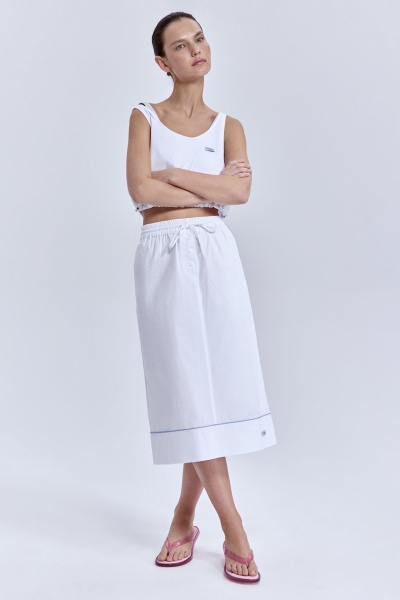 Юбка в пижамном стиле с кантом, белый