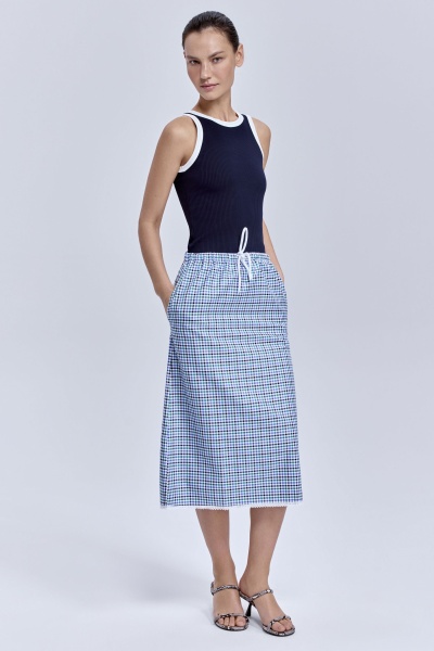 Юбка прямая виши с кружевом, мультиколор