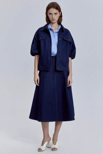 Юбка-колокол из денима, синий