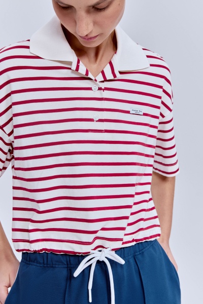 Поло в полоску на кулиске, красный