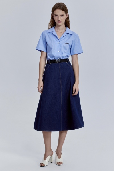 Юбка-колокол из денима, синий