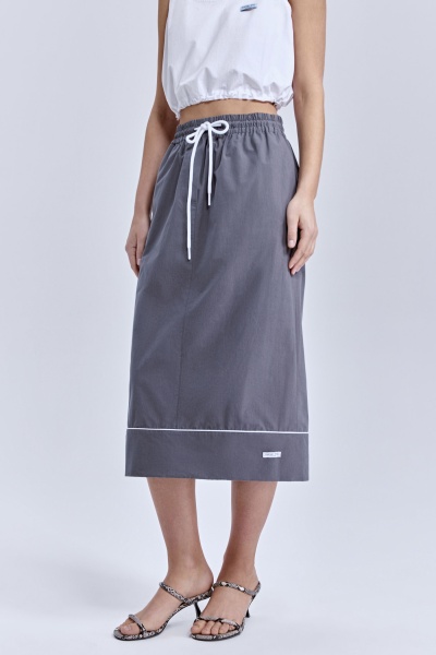 Юбка в пижамном стиле с кантом, серый