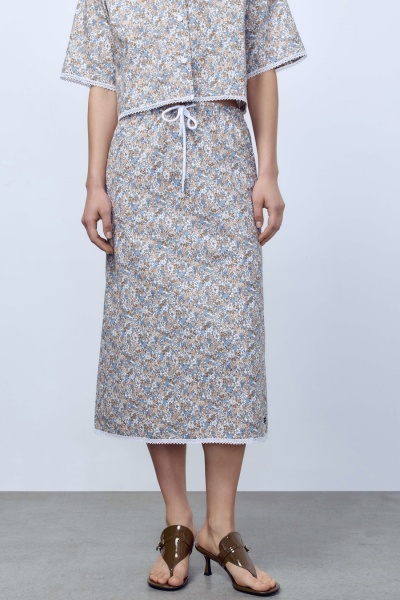 Юбка Secret Garden на кулиске с кружевом, бежевый