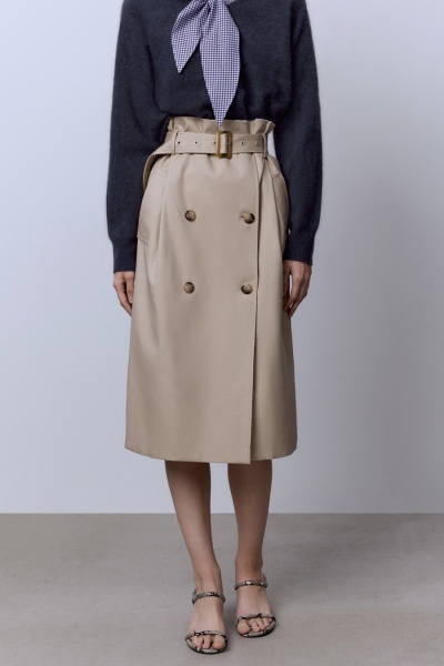Юбка на запах с поясом, бежевый