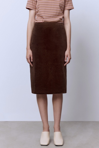 Юбка миди из вельвета, шоколад