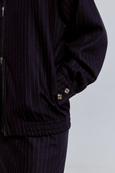 Бомбер в полоску из шерсти, синий