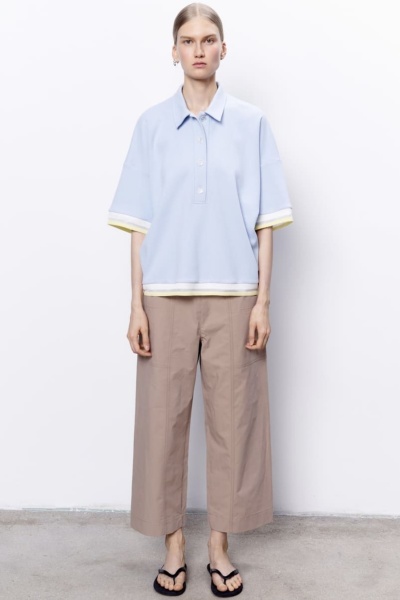 Брюки-карго из итальянского вареного хлопка, песочный