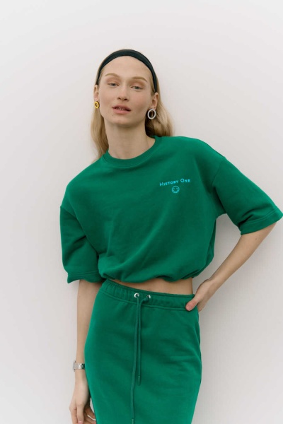 Блуза футер, зелёный