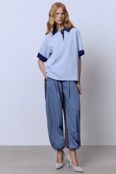 Брюки из нейлона с кантом, серый/синий