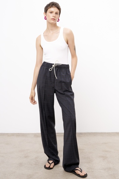 Брюки на резинке в клетку, тёмно-серый