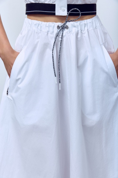 Юбка-солнце из итальянского вареного хлопка, белый