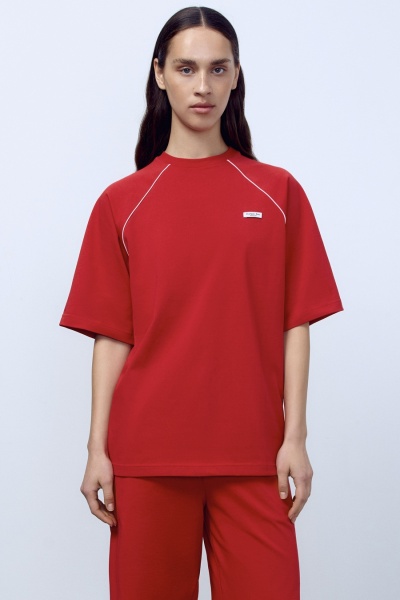 Футболка оверсайз с кантом, красный