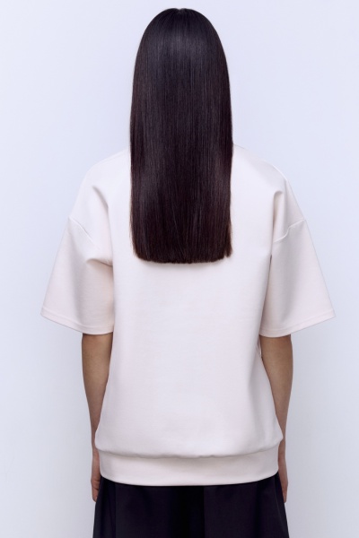 Поло на молнии удлинённое, белый/розовый