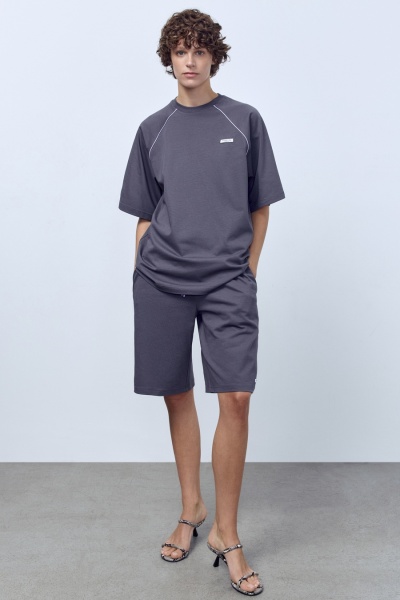 Футболка оверсайз с кантом, гранит