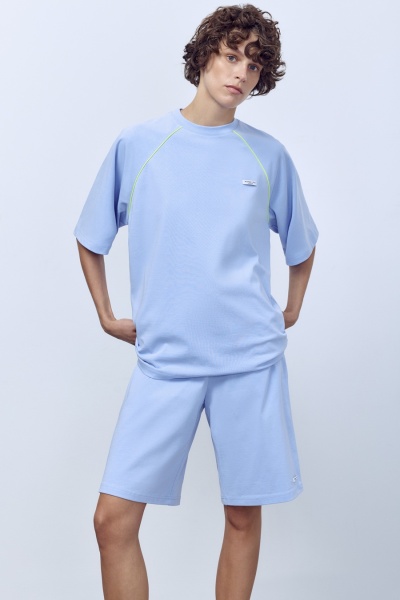 Футболка оверсайз с кантом, голубой
