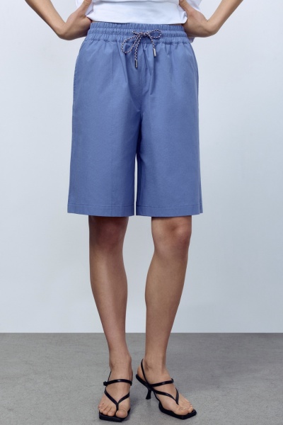 Бермуды из итальянского варёного хлопка, синий