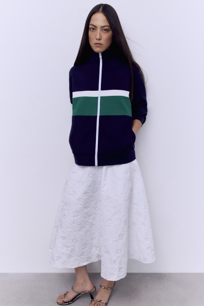 Толстовка на молнии с контрастными вставками, синий