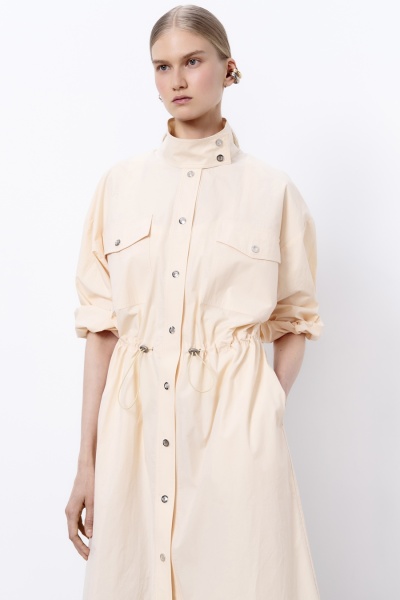 Платье из итальянского варёного хлопка на кнопках, персиковый