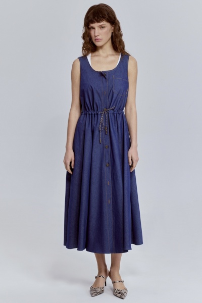 Платье без рукавов из денима, синий