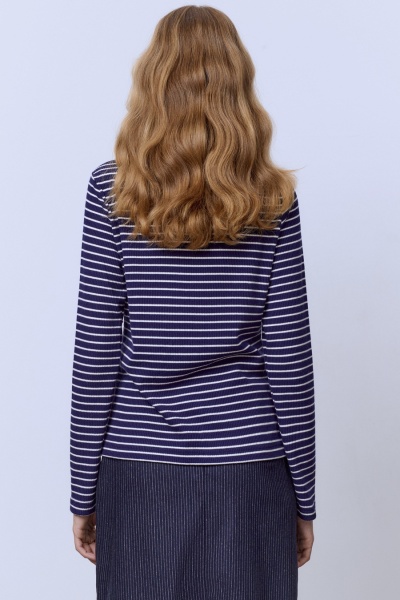 Лонгслив в полоску из рибаны, синий/белый