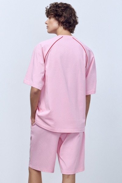 Футболка оверсайз с кантом, розовый