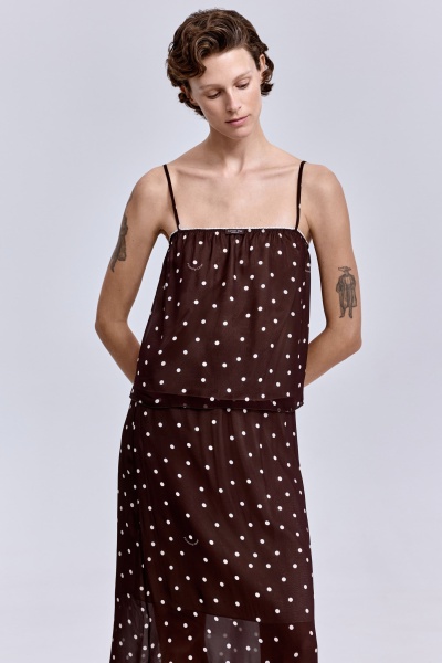 Топ из шифона в горох, шоколад